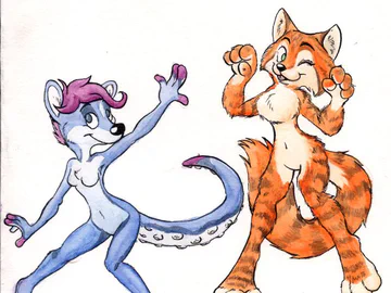 Little Blue + Maine Coon - Watercolor
