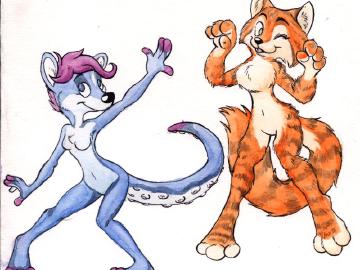 Little Blue + Maine Coon - Watercolor