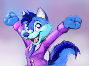 painterly blue wolf